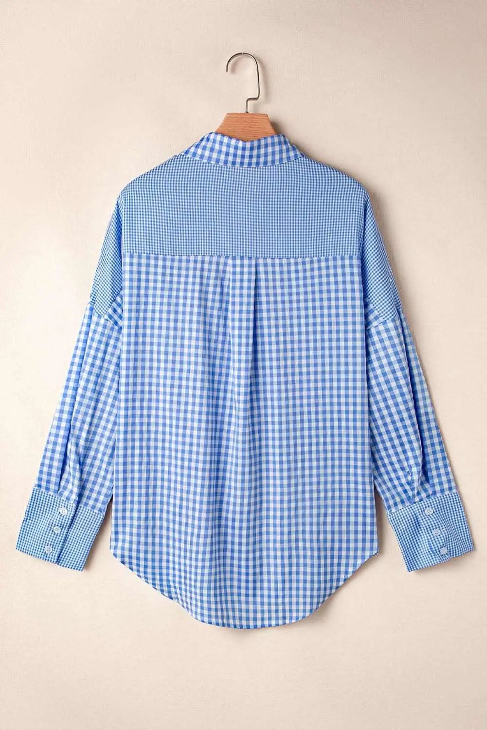 Sky blue plaid button-up shirt - Love Salve